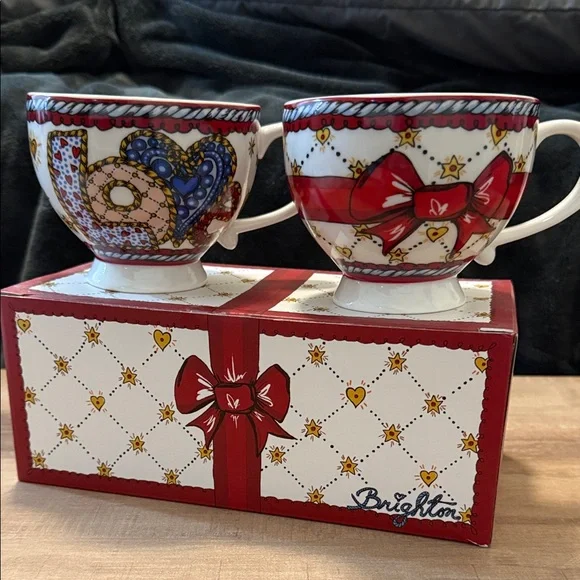 Brighton Love, Heart, and Bow Tea Cup - Red, Blue, Blue NIB - Picture 1 of 3